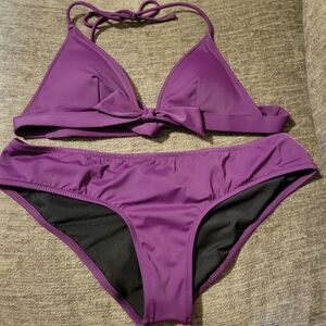 VS Victorias Secret Purple Triangle Bikini  Set Top Sz Med Bottom Sz‎ Large